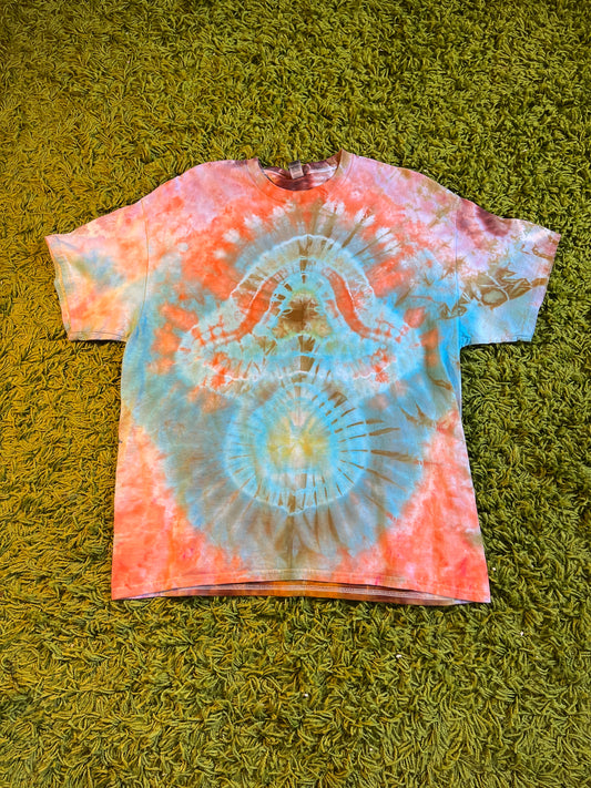 Turquoise/orange mushroom tee(XL)